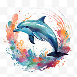 造型漂亮海豚元素立体免抠图案