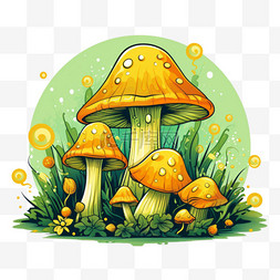 黄色蘑菇图片_特色黄色蘑菇元素立体免抠图案