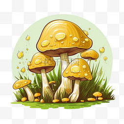 黄色蘑菇图片_素材黄色蘑菇元素立体免抠图案