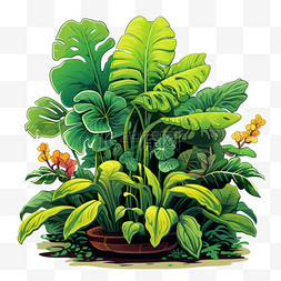 创意绿色植物元素立体免抠图案