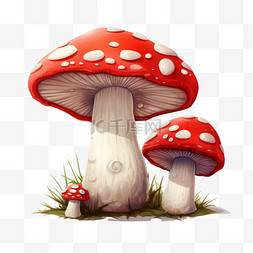 简洁蘑菇图片_简洁红色蘑菇元素立体免抠图案