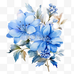 造型蓝色兰花元素立体免抠图案