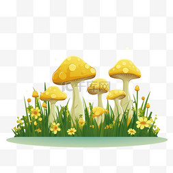 造型黄色蘑菇元素立体免抠图案