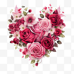 玫瑰爱心装饰图片_数字艺术玫瑰爱心元素立体免抠图