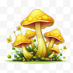 ai艺术黄色蘑菇元素立体免抠图案