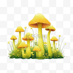 装饰黄色蘑菇元素立体免抠图案