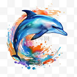 绘画漂亮海豚元素立体免抠图案
