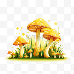 黄色蘑菇图片_纹理黄色蘑菇元素立体免抠图案