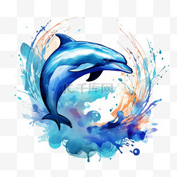 素材漂亮海豚元素立体免抠图案