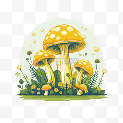 黄色简单装饰图片_简单黄色蘑菇元素立体免抠图案