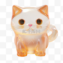 ai绘画琉璃小猫元素立体免抠图案