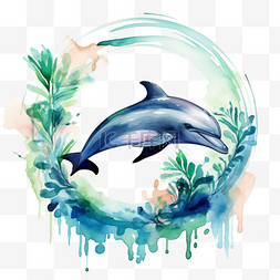 ai绘画漂亮海豚元素立体免抠图案