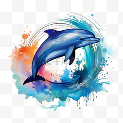 简约漂亮海豚元素立体免抠图案