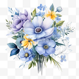 花束真实图片_真实蓝色花束元素立体免抠图案