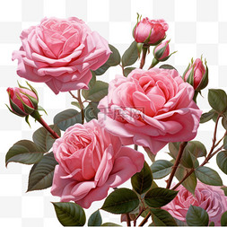 几何粉色玫瑰元素立体免抠图案