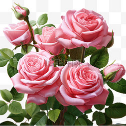 图形粉色玫瑰元素立体免抠图案