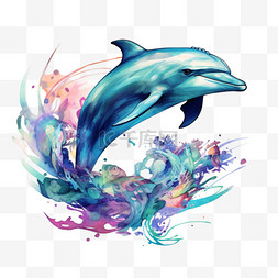 几何漂亮海豚元素立体免抠图案
