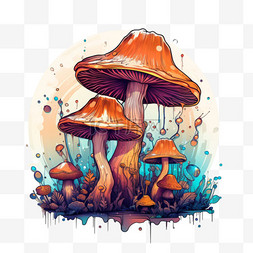 简洁一堆蘑菇元素立体免抠图案