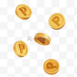 圆形金币漂浮图片_金色3D漂浮圆形金币免抠素材