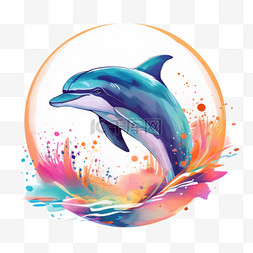 海豚免抠素材图片_ai艺术漂亮海豚元素立体免抠图案