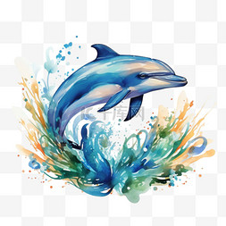 装饰漂亮海豚元素立体免抠图案