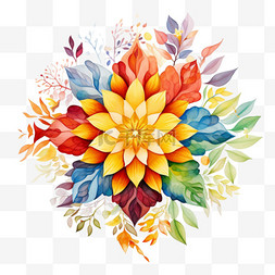 写实彩色花团元素立体免抠图案