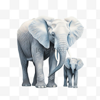 写实白色大象元素立体免抠图案
