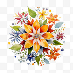 3d彩色花团元素立体免抠图案