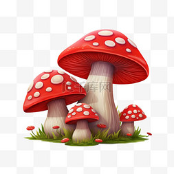 创意红色图案图片_创意红色蘑菇元素立体免抠图案