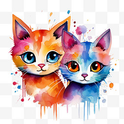 猫咪情侣图案图片_数字艺术情侣猫咪元素立体免抠图