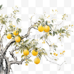 合成数字图片_合成茂密橘子树元素立体免抠图案