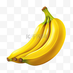简单新鲜香蕉元素立体免抠图案