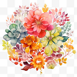 质感彩色花团元素立体免抠图案