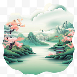 广西北海风景图片_真实山树风景元素立体免抠图案