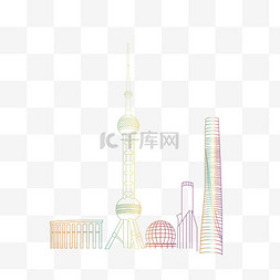地标矢量图图片_上海地标建筑群矢量绘画免扣图png