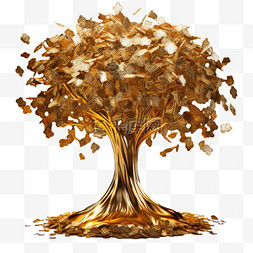 造型黄金摇钱树元素立体免抠图案
