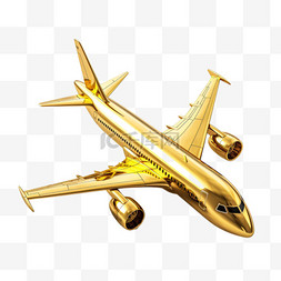 飞机造型图片_造型黄金飞机元素立体免抠图案