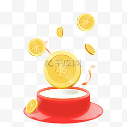 钱币漂浮元素图片_立体积分金币漂浮设计图