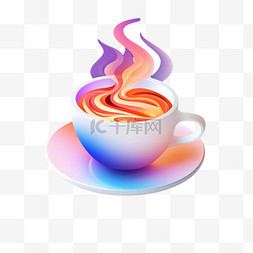 咖啡啡图片_矢量彩色咖啡元素立体免抠图案