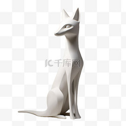 艺术雕塑免抠素材图片_造型狐狸雕塑元素立体免抠图案