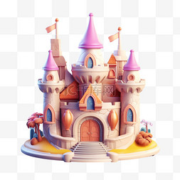 城堡梦幻图片_梦幻城堡元素立体免抠图案