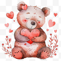 爱心手绘背景图片_可爱小熊爱心手绘免抠情人节元素