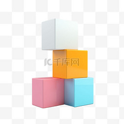 AICG彩色方块元素立体免抠图案