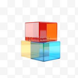 分散彩色方块元素立体免抠图案