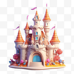 3d梦幻城堡元素立体免抠图案