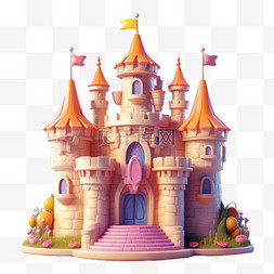 城堡梦幻图片_简约梦幻城堡元素立体免抠图案