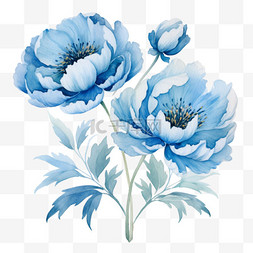 创意蓝色花朵元素立体免抠图案