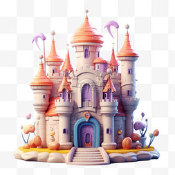 梦幻城堡元素立体免抠图案