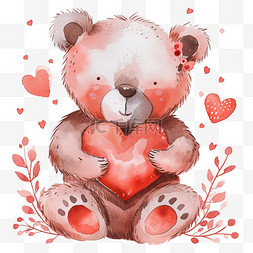 白色爱心手绘图片_可爱小熊情人节爱心手绘免抠元素