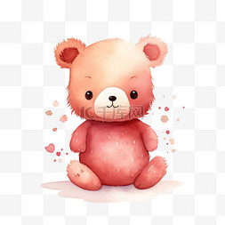 粉色熊图片_ai绘画粉色小熊元素立体免抠图案
